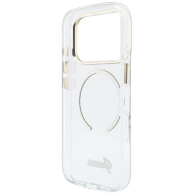 7. Etui Guess IML Script Metal MagSafe na iPhone 18 Pro Max / 17 Pro Max - przezroczyste