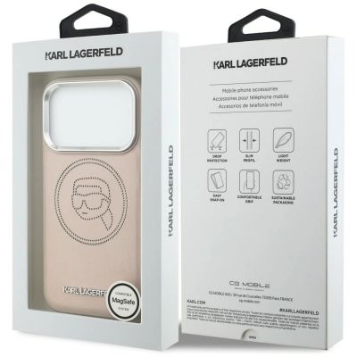 8. Etui Karl Lagerfeld K Head Point Logo MagSafe na iPhone 17 Pro - różowe