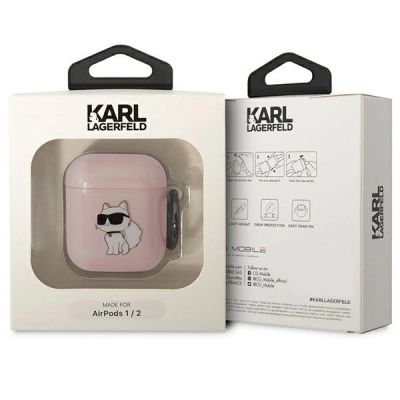 3. Etui Karl Lagerfeld Ikonik Choupette na AirPods 1/2 - różowe