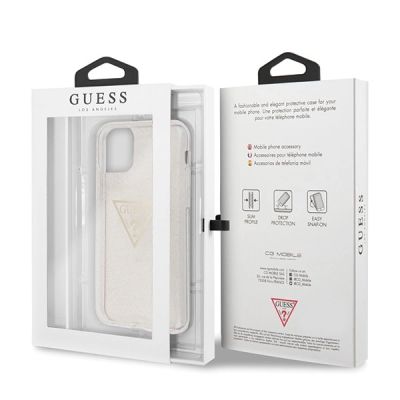 7. Etui Guess Glitter Triangle na iPhone 11 Pro - złote