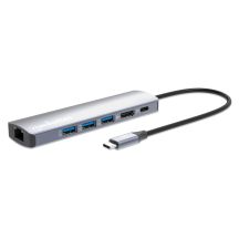 Manhattan 153959 stacja dokująca Przewodowa USB 3.2 Gen 1 (3.1 Gen 1) Type-C Srebrny