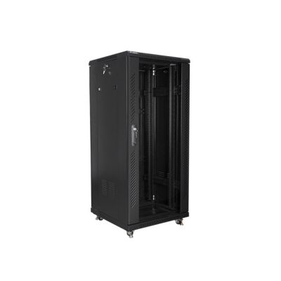 Szafa rack Lanberg FF01-6627-12B (27U; 19''; 1390mm / 600mm / 600 mm; stojąca; Szklane; 800 kg; kolor czarny)