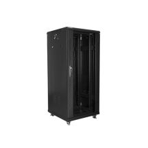 Szafa rack Lanberg FF01-6627-12B (27U; 19''; 1390mm / 600mm / 600 mm; stojąca; Szklane; 800 kg; kolor czarny)