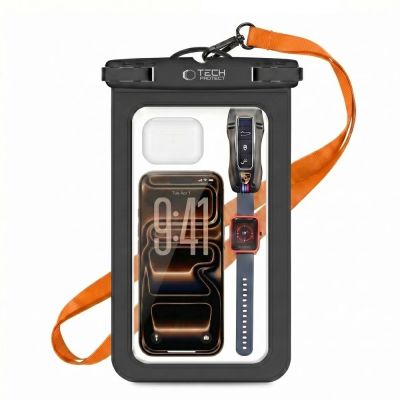 6. Pokrowiec Tech-Protect Waterproof Case UWC9 wodoodporny na urządzenia do 8.9" - czarno-pomarańczowy