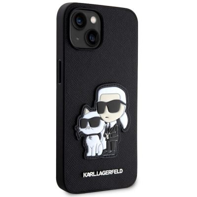 4. Etui Karl Lagerfeld Saffiano Karl & Choupette na iPhone 13 / 14 / 15 - czarne