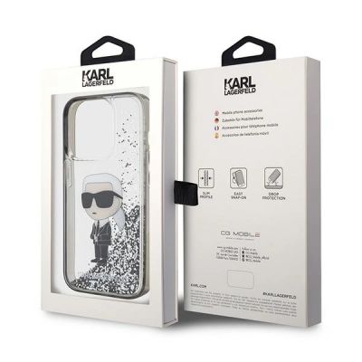 8. Etui Karl Lagerfeld Liquid Glitter Ikonik do iPhone 15 Pro - przezroczyste