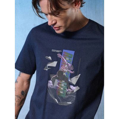 4. T-shirt regular z nadrukiem męski 4F 4FRSS26TTSHM3659-31S