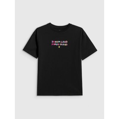 7. T-shirt loose z nadrukiem dziewczęcy 4F 4FJRSS26TTSHF4137-20S