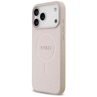 2. Etui Guess Saffiano Classic Logo MagSafe na iPhone 18 Pro Max / iPhone 17 Pro Max - różowe