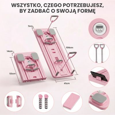 10. Extralink | Deska do pilatesu | różowa, reformer do ćwiczeń brzucha, pompek
