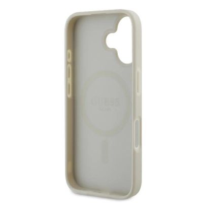 7. Etui Guess Peony Script Logo MagSafe na iPhone 16 - białe