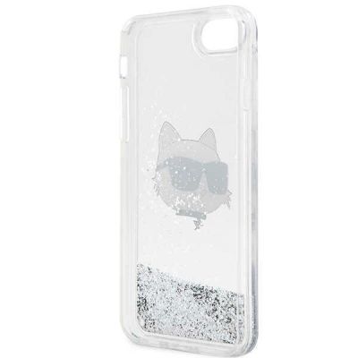 7. Etui Karl Lagerfeld Glitter Choupette Head na iPhone 7 / 8 / SE 2020 / SE 2022 - srebrne