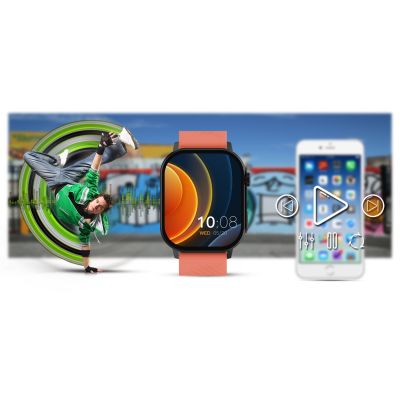 17. Smartwatch Gravity GT15-3 Czerwony Pasek Silikonowy + Czarna Bransoleta