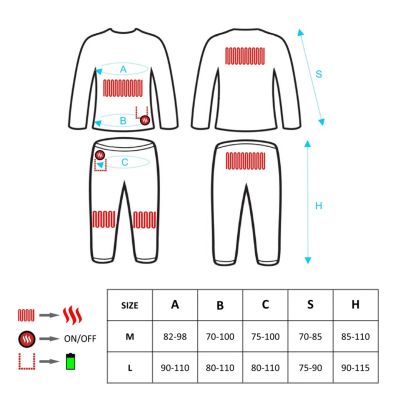 25. GLOVII OGRZEWANY ZESTAW BIELIZNY TERMOAKTYWNEJ BLUZA I SPODNIE, ROZMIAR M, POMARAŃCZOWY, BATERIE I ŁADOWARKA W ZESTAWIE, GXRM