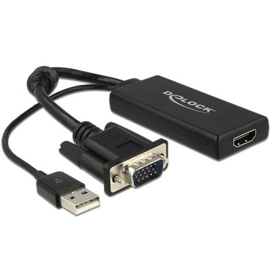 4. DeLOCK 0.25m VGA+USB2.0-A/HDMI 0,25 m VGA (D-Sub) + USB Czarny