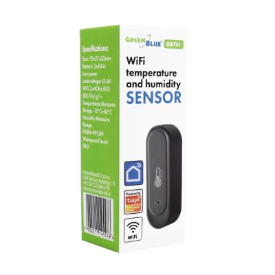4. GREENBLUE ZEWNĘTRZNY CZUJNIK TEMPERATURY I WILGOTNOŚCI WIFI, ANDROID/IOS, 3.0V DC, LR03X2, IP65 GB741