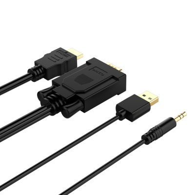 6. Kabel Orico XD-VATH VGA i mini jack 3.5 mm do HDMI Full HD 60 Hz z zasilaniem USB 5 m - czarny