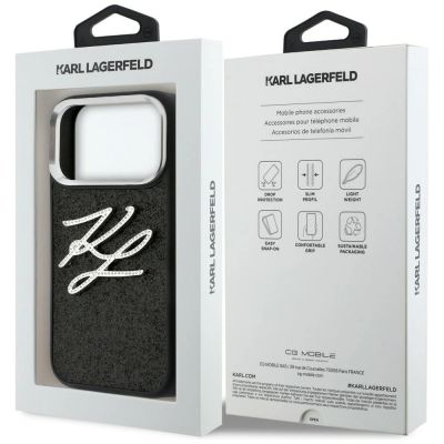 8. Etui Karl Lagerfeld IML Glitter KL Diamond Logo na iPhone 17 Pro - czarne