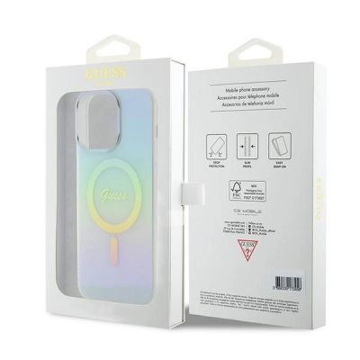 8. Etui Guess IML Iridescent MagSafe do iPhone 15 Pro Max - turkusowe