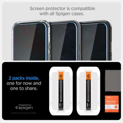 11. Szkło prywatyzujące Spigen Glas.TR "Ez Fit" Privacy HD 2-pack na Google Pixel 9 / 9 Pro