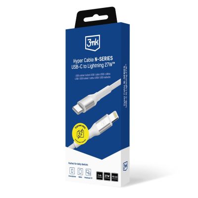 8. Kabel 3mk Hyper Cable N-SERIES USB-C / Lightning 1m PD 3.0 9V / 3A 27W - biały