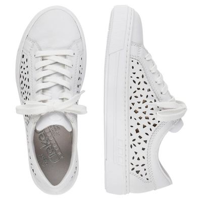 9. Skórzane komfortowe buty Rieker W RKR641 białe