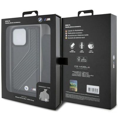 7. Etui BMW M Edition Carbon Stripe & Strap na iPhone 15 Pro Max - czarne