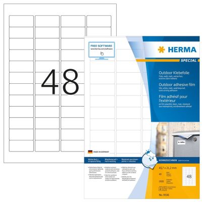 HERMA Etik. A4 Outdoor Klebefolie weiĂź 45,7x21,2mm 1920 St.