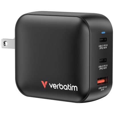 3. Verbatim GaN Charger 100W Uniwersalne Czarny Prąd przemienny Szybkie ładowanie Wewnętrzna