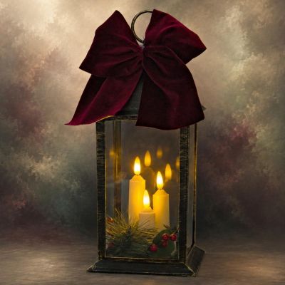 4. LATARNIA LAMPION ADWENTOWY ZNICZ  LED 30CM 3 ŚWIECE
