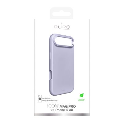 2. Etui silikonowe Puro Icon Mag Pro Liquid Silicone na iPhone 17 Air kompatybilne z MagSafe, z ochroną aparatu i aluminiowymi przyciskami - lawendowe