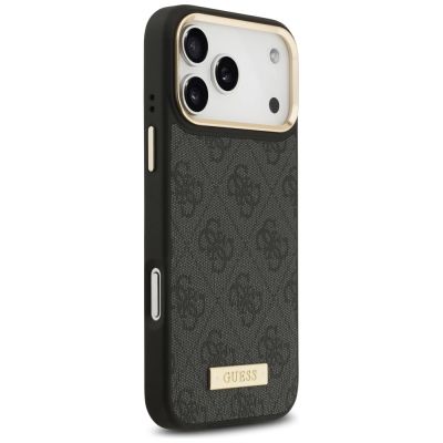4. Etui Guess 4G Logo Plate MagSafe na iPhone 17 Pro Max - czarne