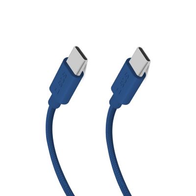 Kabel SBS TECABLETISSUETCCB USB-C - USB-C 1,5m 60W w oplocie - niebieski