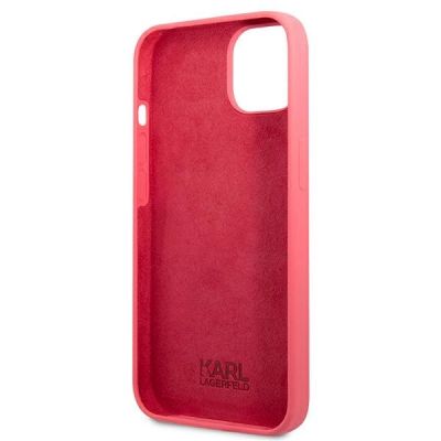 7. Etui Karl Lagerfeld Silicone Plaque na iPhone 13 mini - fuksjowy