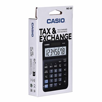 8. Casio Kalkulator biurowy MS-8F, 8-cyfrowy, 103x147x28,8mm, czarny