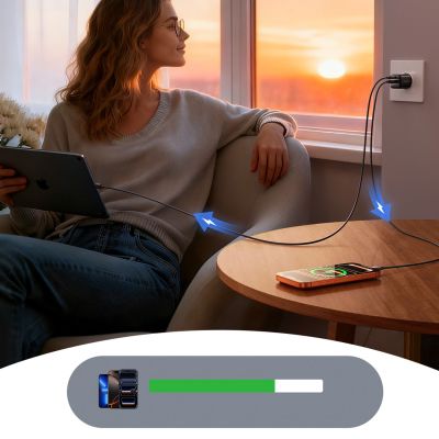 9. Ładowarka sieciowa Joyroom JR-TG7 33W USB-A + USB-C z kablem 30W USB-C - Lightning 1m - czarna