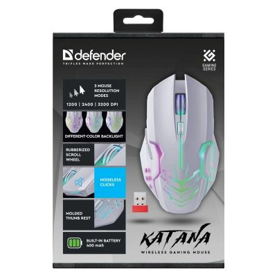 5. DEFENDER MYSZ GM-511 KATANA RF 3200dpi 7P BIAŁA