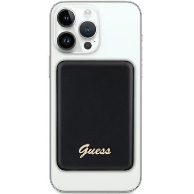 2. Powerbank indukcyjny Guess MagSafe Metal Script Logo 15W 5000mAh - czarny