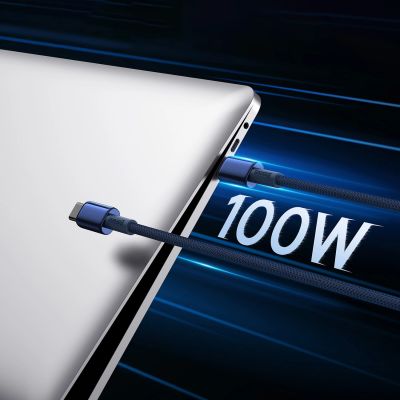 13. Kabel Baseus Tungsten Gold USB-C / USB-C 100W 2m - granatowy
