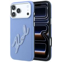 Etui Karl Lagerfeld Smooth Big Resin Signature Logo na iPhone 18 Pro / 17 Pro - niebieskie
