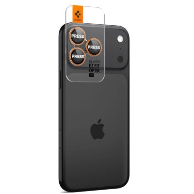 6. Szkło na obiektyw Spigen Optik Pro na iPhone 16 Pro / Max / 17 Pro / Max - pomarańczowe