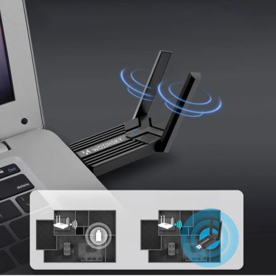 6. Wozinsky dwupasmowy bezprzewodowy adapter USB 3.0 WiFi 6 - czarny