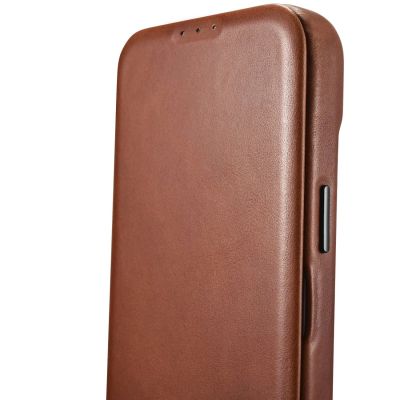 14. iCarer CE Oil Wax Premium Leather Folio Case skórzane etui iPhone 14 Plus z klapką magnetyczne MagSafe brązowy (AKI14220707-BN)