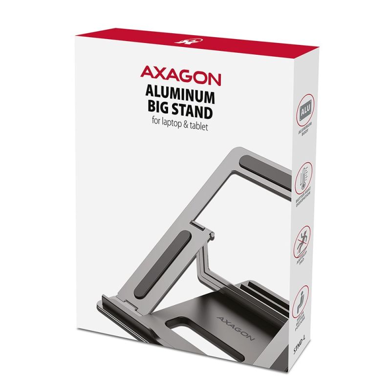 8. Axagon STND-L stojak na laptop Podstawka na notebooka Szary 40,6 cm (16")