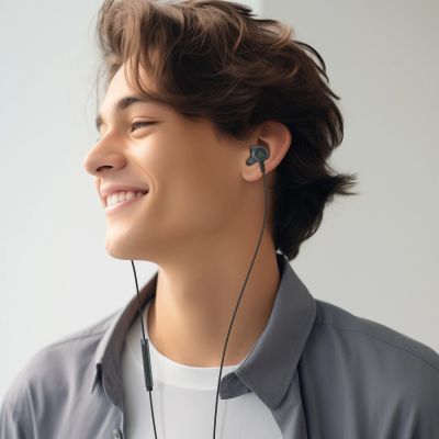 6. Słuchawki douszne Acefast L1 ze złączem Lightning, mikrofonem i pilotem 1,2 m - czarne