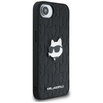 4. Etui Karl Lagerfeld Monogram Choupette Head Pin na iPhone 16e - czarne
