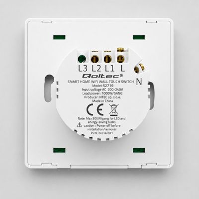12. QOLTEC WŁĄCZNIK/WYŁĄCZNIK ŚWIATŁA | 1-KANAŁOWY | WI-FI | TIMER | TUYA | BIAŁY