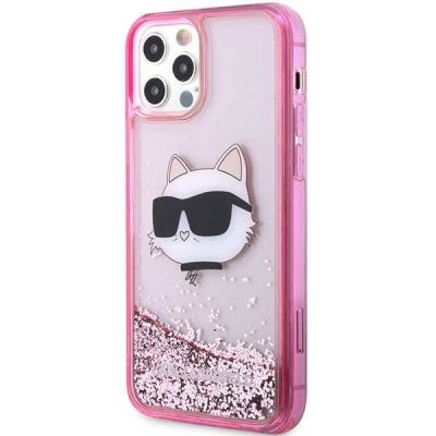 2. Etui Karl Lagerfeld Glitter Choupette Head na iPhone 12 / iPhone 12 Pro - różowe