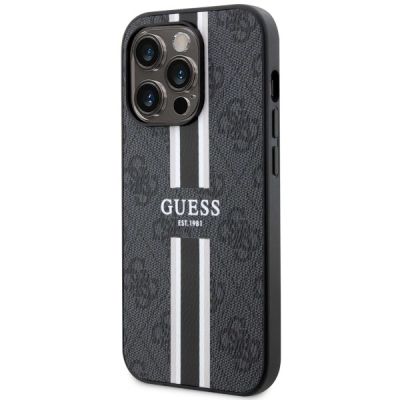 2. Etui Guess 4G Printed Stripes MagSafe na iPhone 14 Pro - czarne