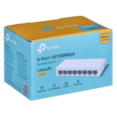 5. Switch TP-LINK TL-LS1008 Ilosc 8 portów RJ45 10/100 Mb/s (automatyczna negocjacja szybkości połączeń, automatyczne krosowanie Auto MDI/MDIX)